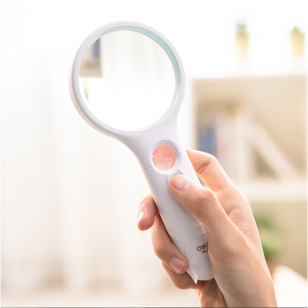 Kính lúp (2,5x; 11x) có đèn Led 9099 (Deli)